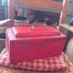 Antique Tool Box,  Wood,  Red Chippy Paint,  Storage,  Document,  Hand Crafted Primitives photo 6