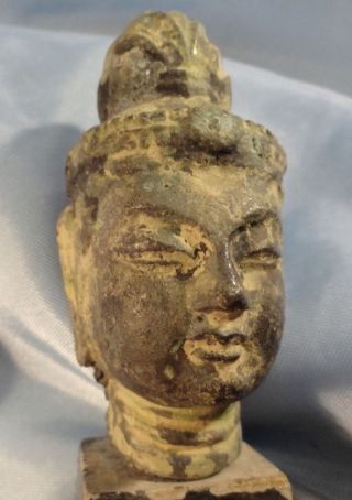 Beauty Antique Bronze Buddha Guan Yin 300 Yr Wisdom Enlightenment / Silks photo