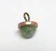 Antique Green Marbleized W/ Gold Flakes Cabochon Glass Button In Copper Bezel Buttons photo 4