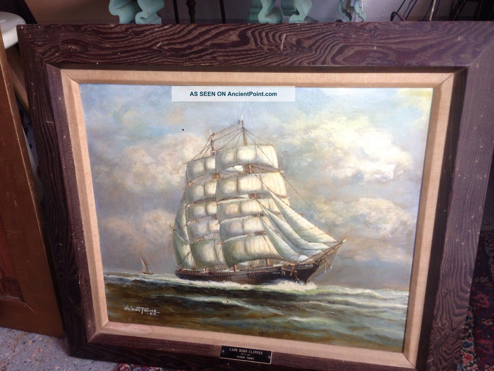 Antique Ship Painting By Heinar Tamme 1952 Famous Listed Artist Folk Art photo