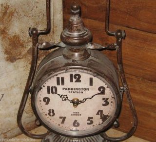 Railroad Lantern Table/desk Clock Train Station London Vintage Style 2 Sided photo