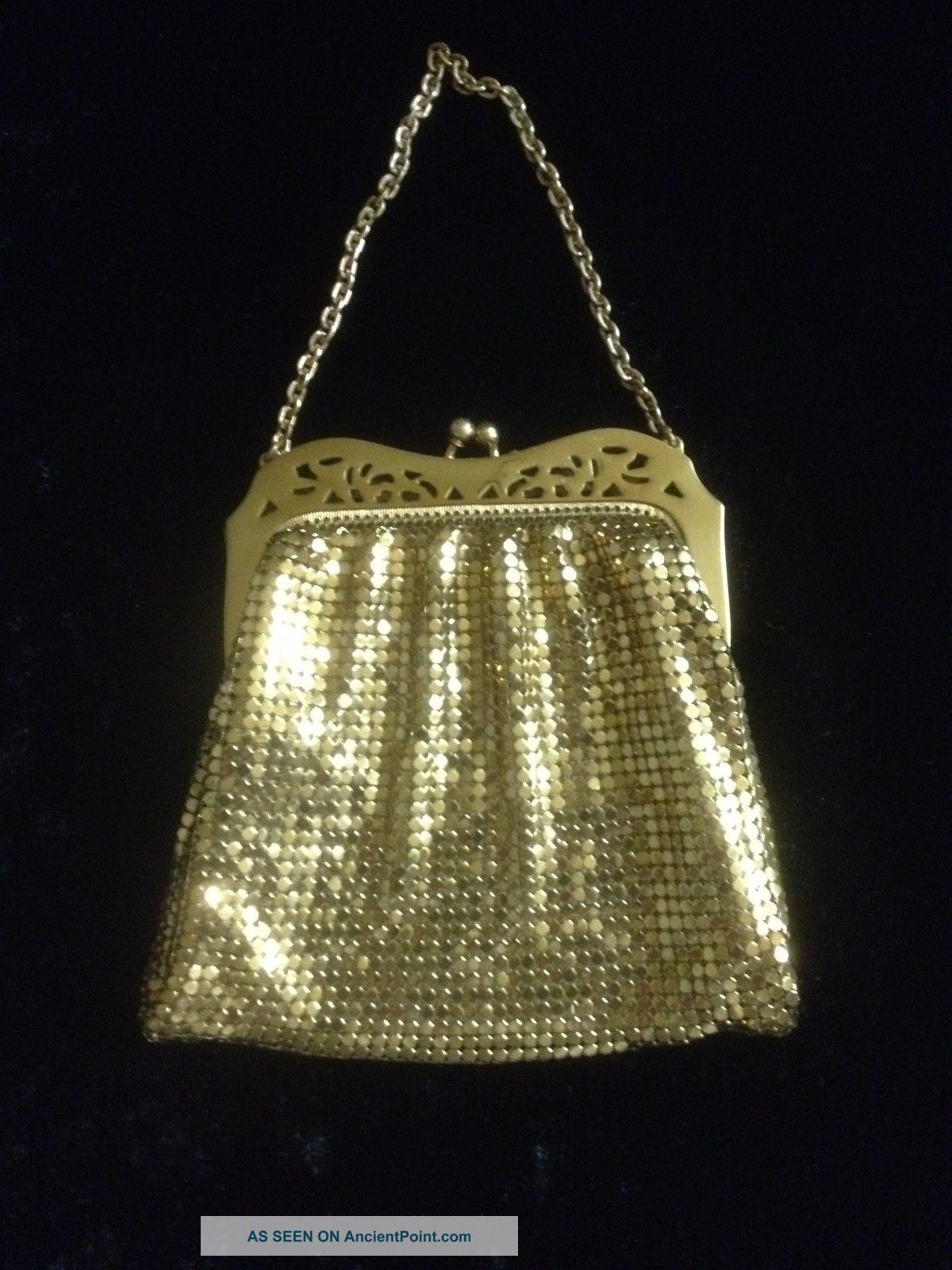 Antique Whiting & Davis Gold Mesh Evening Bag Dance Purse Art Deco Perfect Art Nouveau photo