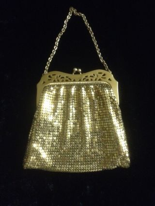 Antique Whiting & Davis Gold Mesh Evening Bag Dance Purse Art Deco Perfect photo