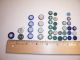 38 Antique H.  P.  China Buttons - Cobalt Blue/green - Exc.  Cond - (only 1 Neg Fb) Buttons photo 3