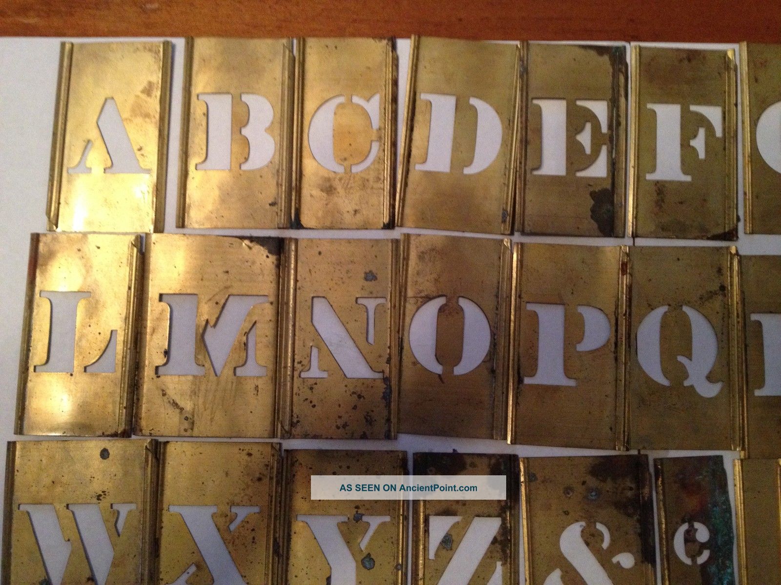 Antique Brass Interlocking Metal Letter Letters Alphabet Stencil Stencils