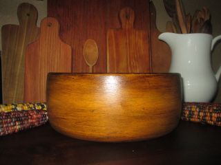Primitive Farmhouse Golden Autumn Wood Dough Bread Bowl Salad Food Safe Deep photo