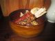 Primitive Farmhouse Golden Autumn Wood Dough Bread Bowl Salad Food Safe Deep Primitives photo 1