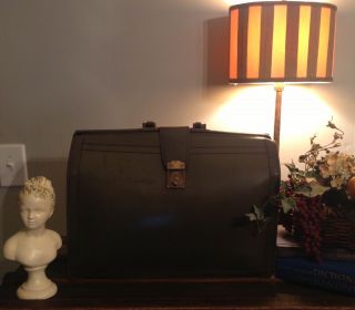 Vtg Cowhide Leather Doctor ' S Bag Medical Dr House Call Antique Tote Attaché Case photo
