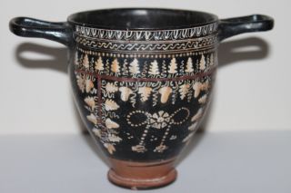 Quality Ancient Gnathian Skyphos Greek Pottery 4th Bc Wine Cup photo