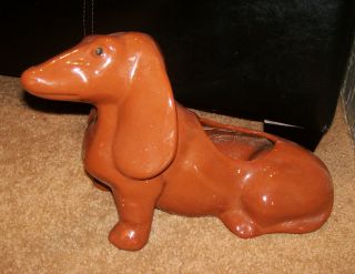 Retro Mcm Dachshund Pottery Planter Unsigned Wiener Dog Circa 40 - 50 ' S photo