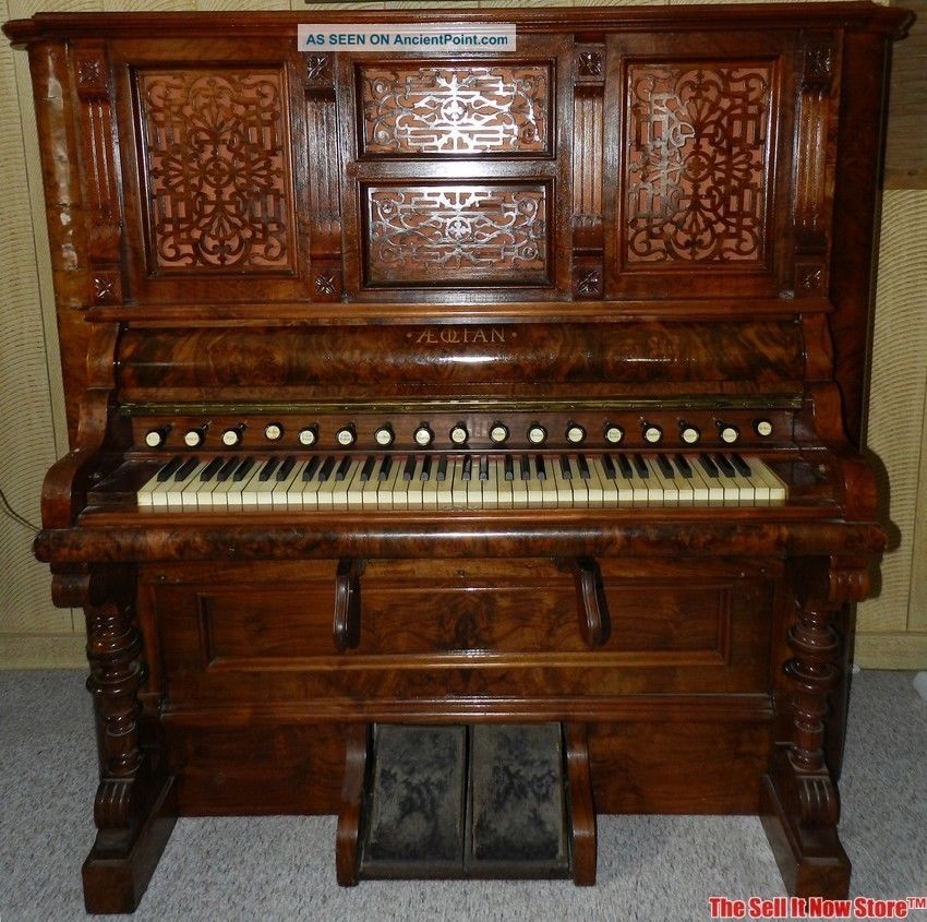 1890s Antique Aeolian Pump Reed Organ Model 1500 Roll Player Piano Keyboard photo