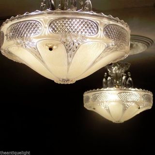 ((stunning))  C.  30s Vintage Art Deco Ceiling Light Lamp Chandelier Re - Wired photo