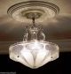 ((stunning))  C.  30s Vintage Art Deco Ceiling Light Lamp Chandelier Re - Wired Chandeliers, Fixtures, Sconces photo 1
