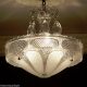 ((stunning))  C.  30s Vintage Art Deco Ceiling Light Lamp Chandelier Re - Wired Chandeliers, Fixtures, Sconces photo 8