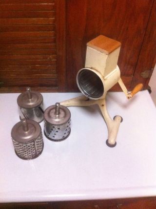 Antique Vintage Primitive Shabby Cast Iron German Made Kitchen Cheese Grater Gc photo