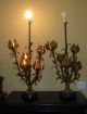 Retro Hollywood Regency Italian Gold Gilt Table Lamps Lights Mid Century Modern Post-1950 photo 3