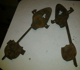 Antique Union Hardware Cast Steel Ice Skates.  Size 10.  5 Clubs Or Clover Cut Out photo