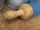 Lg Early Antique Wood Handmade Rolling Pin Wrapped In 1890s Blue Calico Primitives photo 3