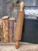 Lg Early Antique Wood Handmade Rolling Pin Wrapped In 1890s Blue Calico Primitives photo 8
