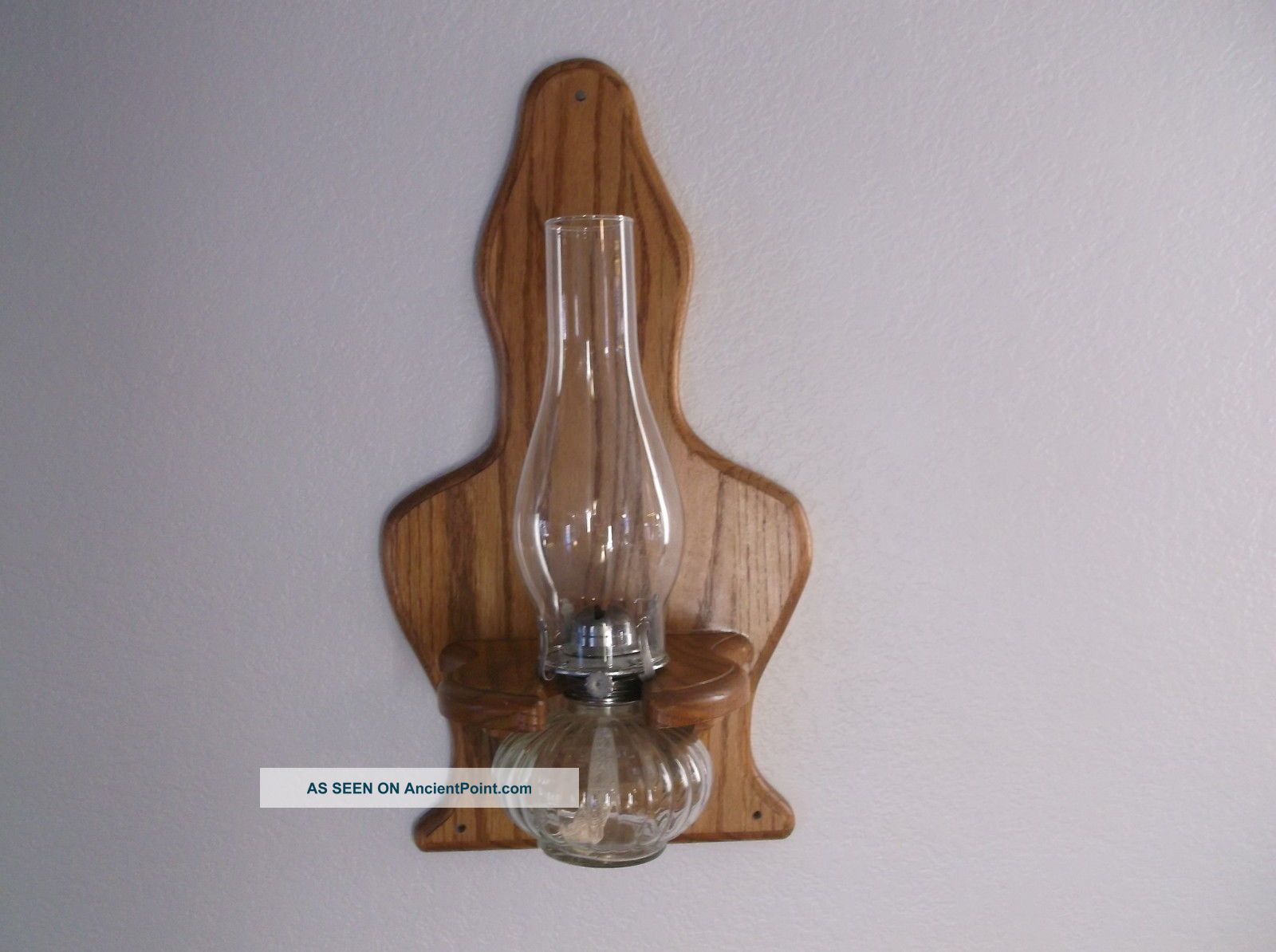 Vintage Oak Oil Lamp Holder And Lamp Primitives photo