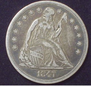 1847 Seated Liberty Silver Dollar Xf+ Pre - Civil War Us Coin Priced To Sell photo