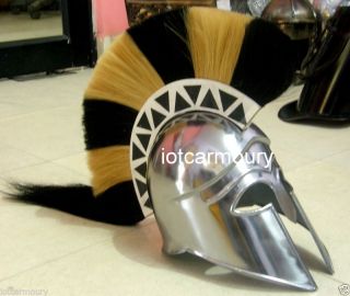 Egyptian Armor Helmet With Black & White Plume Greek Armory Collectible Costume photo