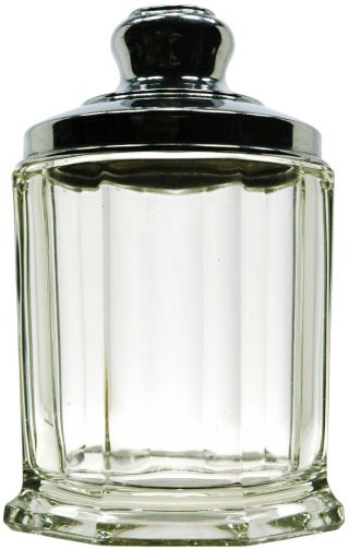 Antique Apothecary Jar Drug Store Glass Canister Heavy 8 - Sided Crystal Lidded M - photo