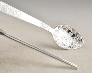Chinese Handwork Miao Silver Dragon A Set Of Spoon Chopsticks Collectible photo