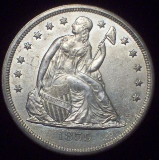 1859 O Seated Liberty Silver Dollar Uncirculated Detail Rare Looks Proof Mirror photo