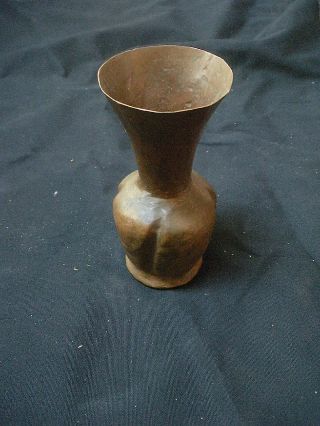 Small Folk Art Primitive Hand Hammered Copper Flower Vase photo