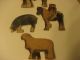 5 Early Paper Litho On Cardboard Farm Animals 3 With Stands Actual Photos Primitives photo 2