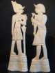 Antique Middle Eastern Bone Carved Figure Group Of Egyptian Gods On A Stand Egyptian photo 3
