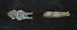 Rare Miniature Pre - Columbian Bronze Amulets Or Charm Figures - Peru 5 Cm photo