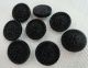 8 Antique Glass Buttons C.  1920 - Unused And Perfect - Black Matte Buttons photo 1
