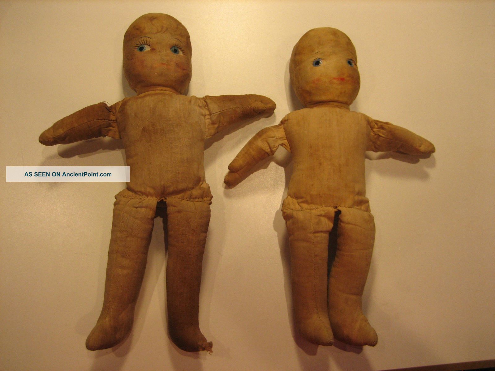Antique Primitive Twin (boy And Girl) Rag Dolls 1930s Primitives photo