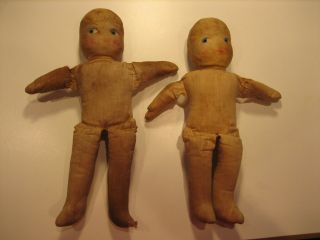 Antique Primitive Twin (boy And Girl) Rag Dolls 1930s photo
