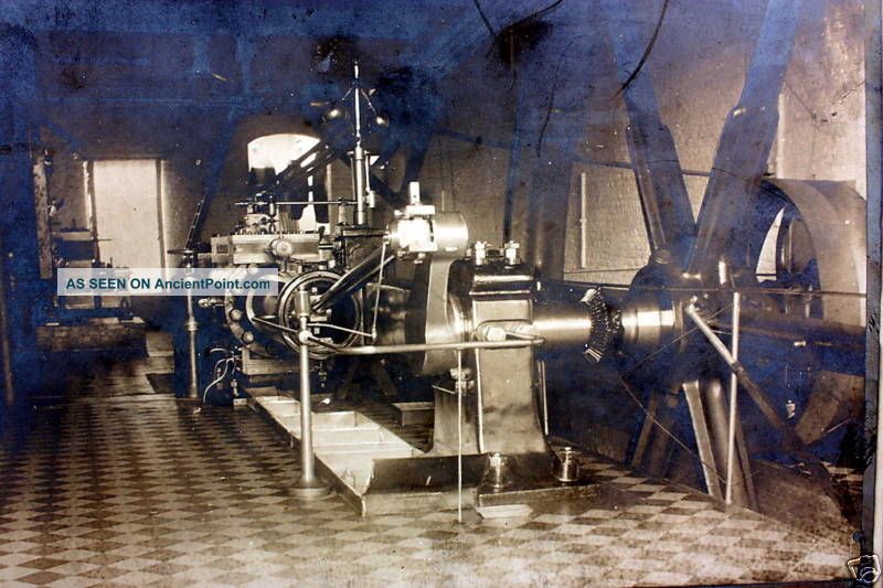 Engine Powering Giant Pulley Cable C.  1910 Sepia Photo Factory Industrial Power Other photo