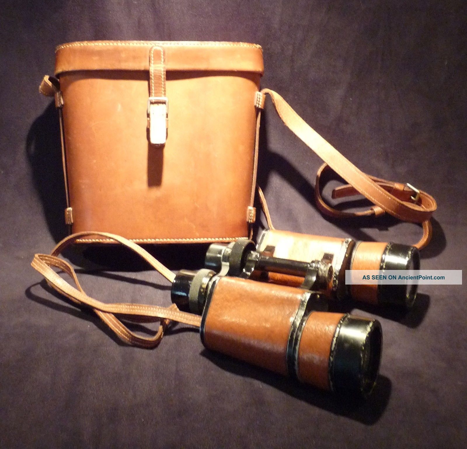 Binoculars Hyppique Metal Jacket Leather Case Caramel Signed Meyrowitz & Hermes Optical photo