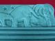 Vintage French Art Deco Enamel Cast Iron Trivet Elephants & Tigers 1930s Signed Trivets photo 2