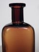 Old Amber Rounded Square Druggist Prescription Medicine Bottle Vtg Brown Glass Bottles & Jars photo 4