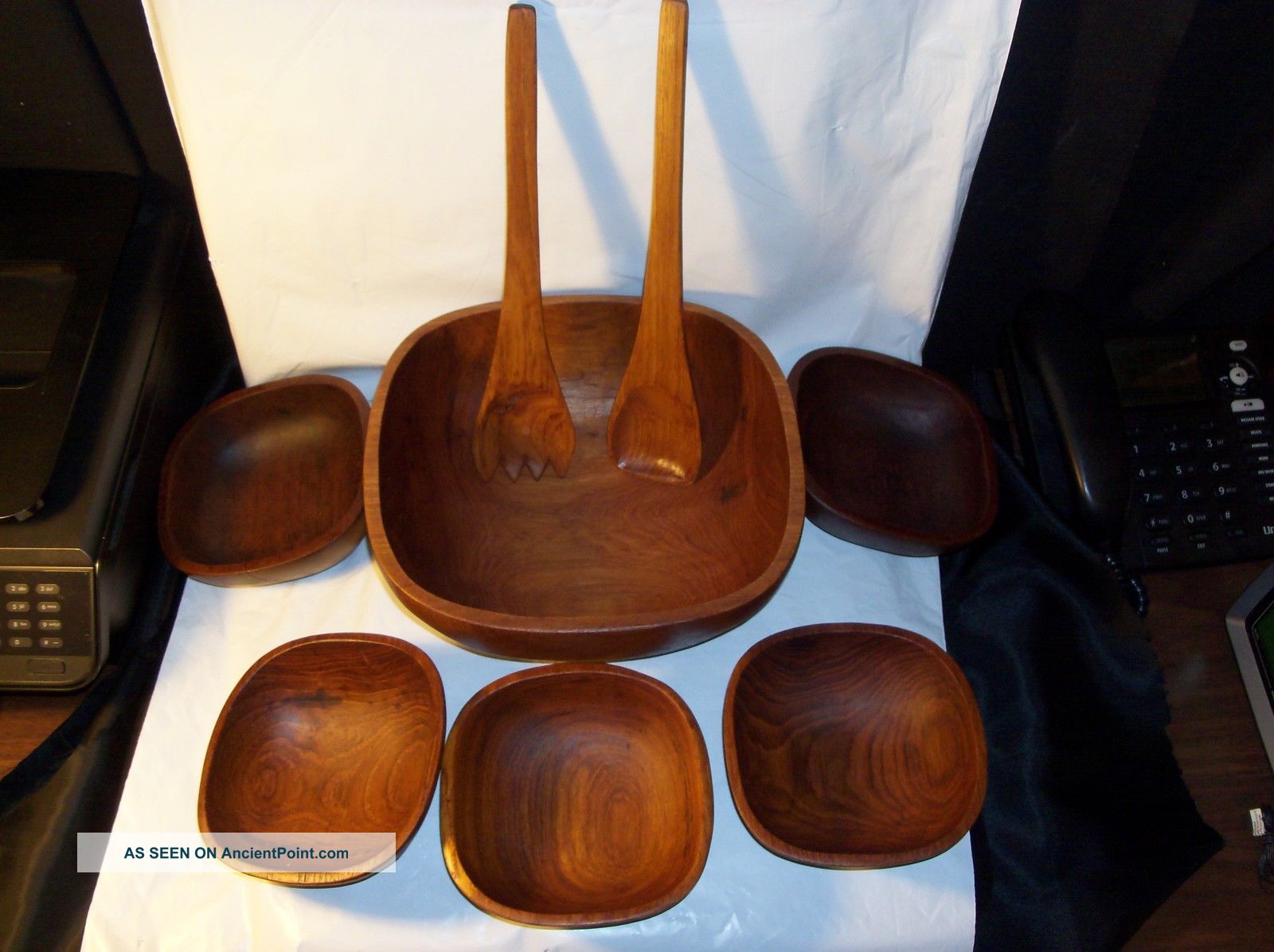 Goodwood Teak Wood Salad Serving Bowl Set 8 Piece - Condition Bowls photo