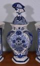 Antique Delft Tin Glazed Faience Cabinet Set Of Vases & Baluster Jars Urns Vases photo 3