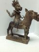Rare Vintage Benin Bronze King Warrior On Rhinoceros Sculptures & Statues photo 5
