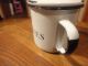 Rare Antique Enamelware Preserves Cup / Mug With Lid White Country Kitchen Primitives photo 1