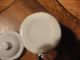 Rare Antique Enamelware Preserves Cup / Mug With Lid White Country Kitchen Primitives photo 5