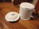 Rare Antique Enamelware Preserves Cup / Mug With Lid White Country Kitchen Primitives photo 6