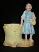 Antique German Porcelain Bisque Dresden Girl Figurine With Match Holder Figurines photo 1