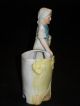 Antique German Porcelain Bisque Dresden Girl Figurine With Match Holder Figurines photo 6