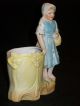 Antique German Porcelain Bisque Dresden Girl Figurine With Match Holder Figurines photo 7