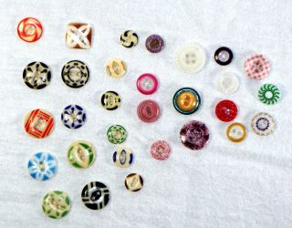 Mixed Of 30 China Buttons - Includes Fluted,  Pie Crust,  Calico’s And More photo